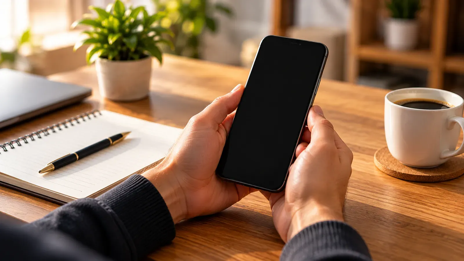 Someone at a desk with a phone and notepad, ready to contact a provider